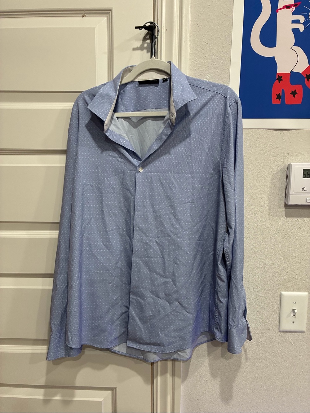 Murano Light Blue Dot-Pattern Casual Button-Down Shirt